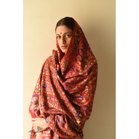 shop Kashmiri Pashmina Shawl with zari Jamawar Embroidery