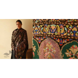 Pasham | Black - Pashmina Shawl with Zari Jamawar Embroidery 