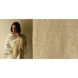 Pasham | Pashmina Kashmiri Shawl ~ Sozni Jamawar Embroidery - White on White