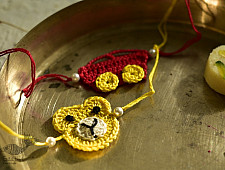 Crocheted Celebrations ❁ Handmade Crochet Kids Rakhi Car & Dog (Set of Two) ❁ A