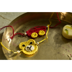 Crocheted Celebrations ❁ Handmade Crochet Kids Rakhi Car & Dog (Set of Two) ❁ A