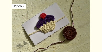 Crocheted Celebrations ❁ Handmade Crochet KidsRakhi - Cup Cake & Oreo Biscuit (Set of Two) ❁ B