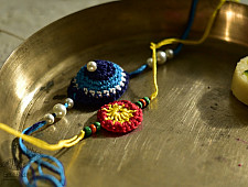 Crocheted Celebrations ❁ Handmade Crochet Flower Rakhi (Set of Two) ❁ C