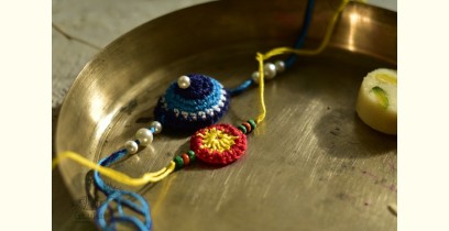 Crocheted Celebrations ❁ Handmade Crochet Flower Rakhi (Set of Two) ❁ C