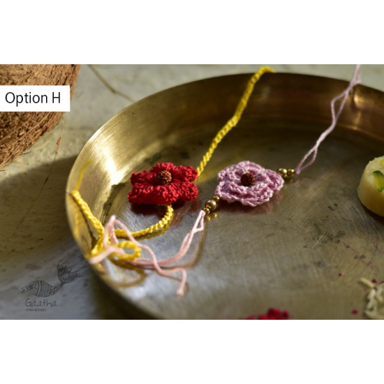 shop online latest collection of handmade crochet rakhi sets