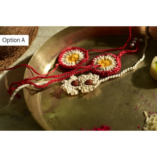 shop online latest collection of handmade crochet rakhi and lumba set