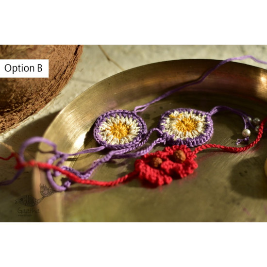 shop online latest collection of handmade crochet rakhi and lumba set