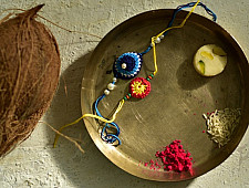 Crocheted Celebrations ❁ Handmade Crochet Flower Rakhi (Set of Two) ❁ C