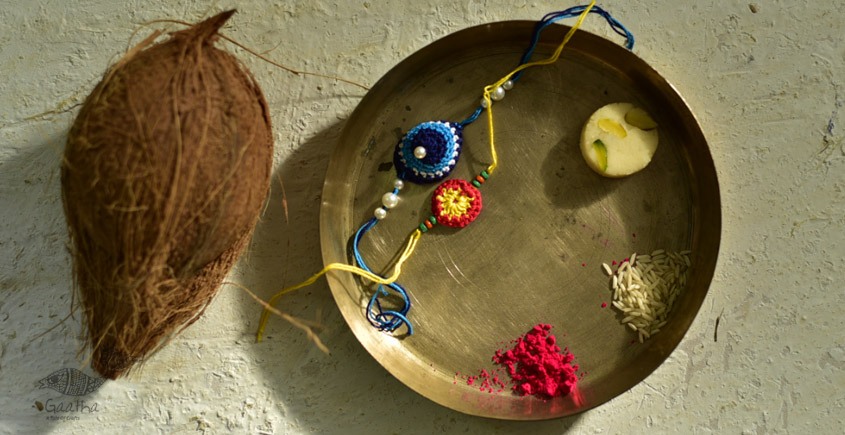 shop online latest collection of handmade crochet flower rakhi sets