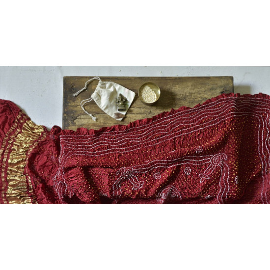 shop online gajji silk bandhni dupatta with zari pallu