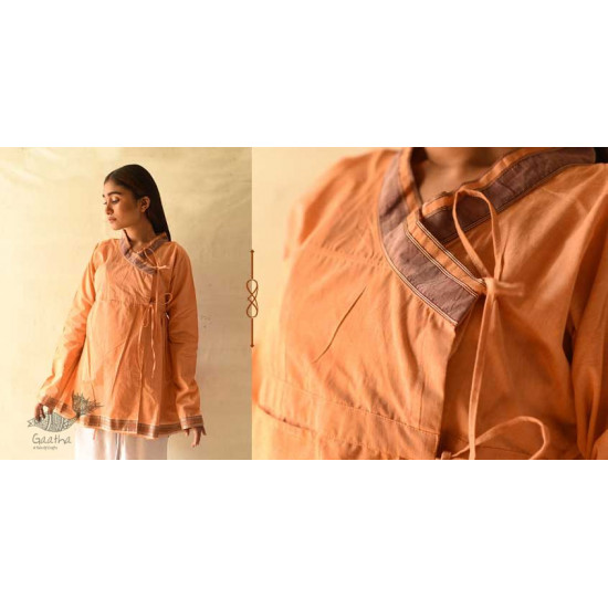 shop Handloom Cotton - Stitched Plain orange Kediyu