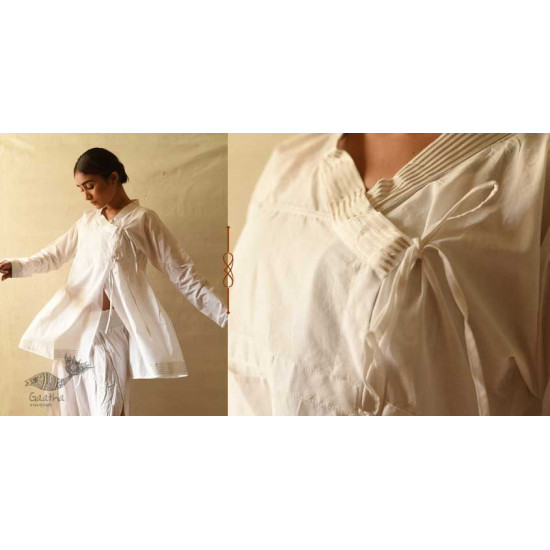 shop Handloom Cotton - Stitched Plain White Kediyu