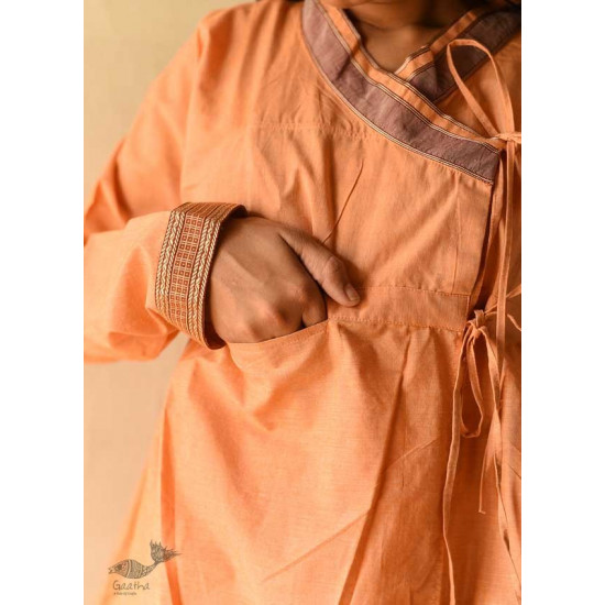 shop Handloom Cotton - Stitched Plain orange Kediyu