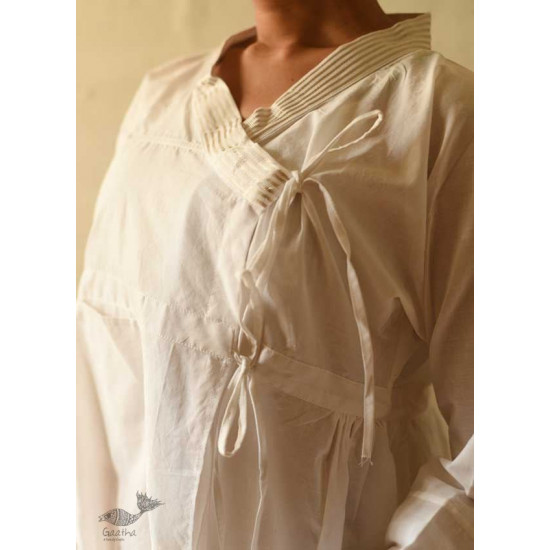 shop Handloom Cotton - Stitched Plain White Kediyu