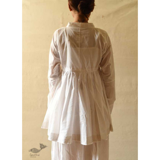 shop Handloom Cotton - Stitched Plain White Kediyu