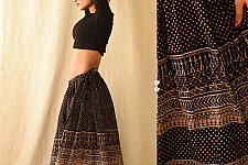 Flowers in a River - Jawariya Block Printed Long Skirt / Ghagra - B