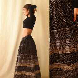 Flowers in a River - Jawariya Block Printed Long Skirt / Ghagra - B