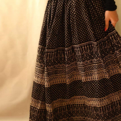 Flowers in a River - Jawariya Block Printed Long Skirt / Ghagra - B