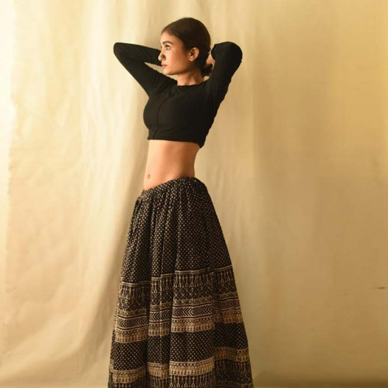 shop Jawariya Block Printed Long Skirt / Ghagra - B