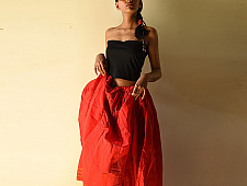 Loom & Light - Handloom Cotton Skirt ~ Red