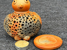 Terracotta Tales | Pottery Art ~ Round Sparrow T Light Holder 