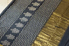 Eshana ~ Block Printed Cotton Saree - Grey