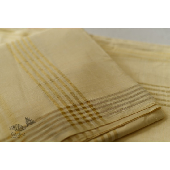 Handloom Cotton + Matka Silk Dhoti With Khes with Zari Border