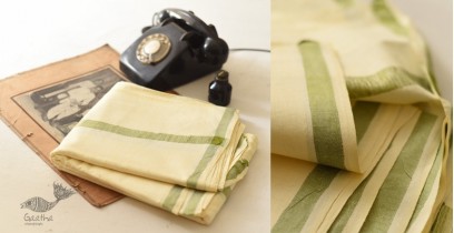 Damodar . दामोदर  ✹ Handwoven Pure Cotton Dhoti & Khes With Green Border