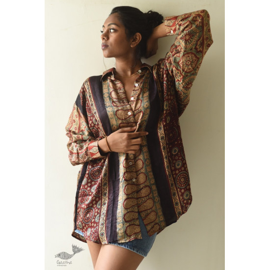 buy Ajrakh Modal Silk Shirt