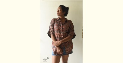 Itr . इत्र | Ajrakh Modal Silk Half Sleeve Shirt