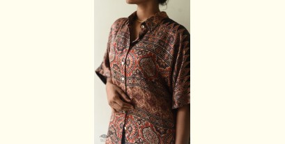 Itr . इत्र | Ajrakh Modal Silk Half Sleeve Shirt