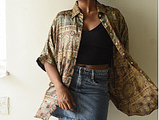 Itr . इत्र | Ajrakh Block Printed Modal Silk Shirt