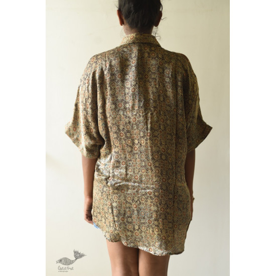 buy Ajrakh Block Printed Modal Silk Shirt