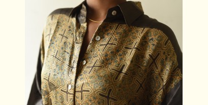 Itr . इत्र | Ajrakh Modal Silk Brown Shirt