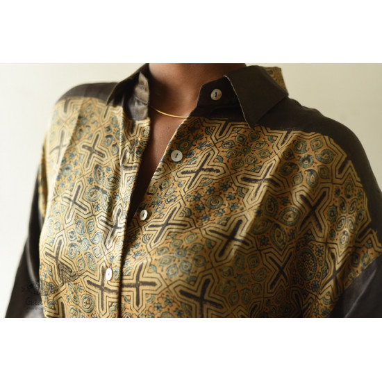 buy Ajrakh Modal Silk Brown Shirt