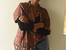 Itr . इत्र | Ajrakh Block Printed Modal Silk Shirt - Half Sleeve