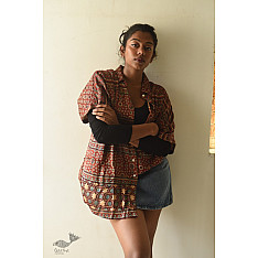 Itr . इत्र | Ajrakh Block Printed Modal Silk Shirt - Half Sleeve