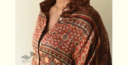 Itr . इत्र | Ajrakh Block Printed Modal Silk Shirt - Half Sleeve