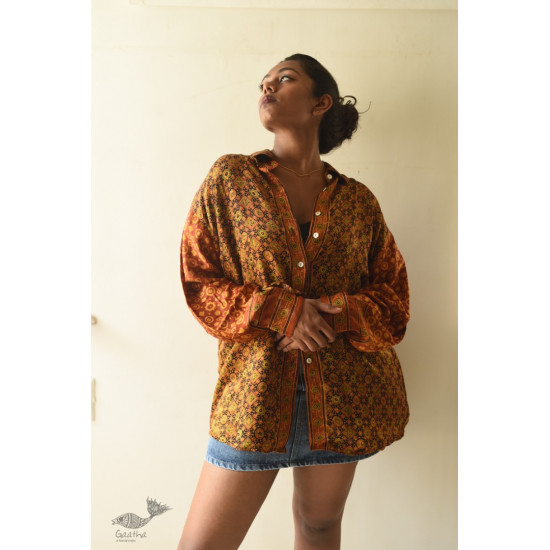 buy Hand Block Prints ~ Ajrakh Modal Silk Shirt