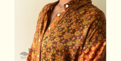 Itr . इत्र | Hand Block Prints ~ Ajrakh Modal Silk Shirt