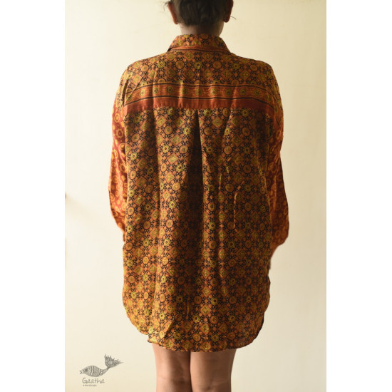 buy Hand Block Prints ~ Ajrakh Modal Silk Shirt