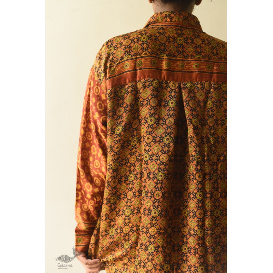 buy Hand Block Prints ~ Ajrakh Modal Silk Shirt