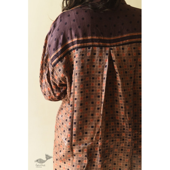 buy Ajrakh Modal Silk - Checks Loose Shirt