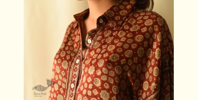 Itr . इत्र | Ajrakh Modal Silk Red Shirt