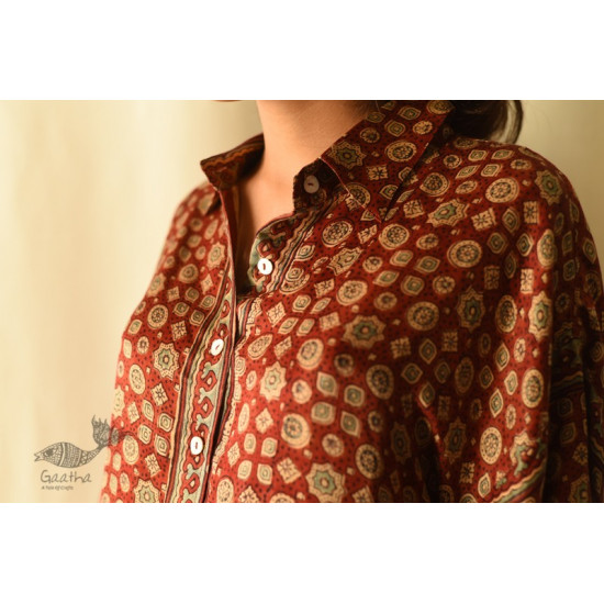 buy Ajrakh Modal Silk Red Shirt