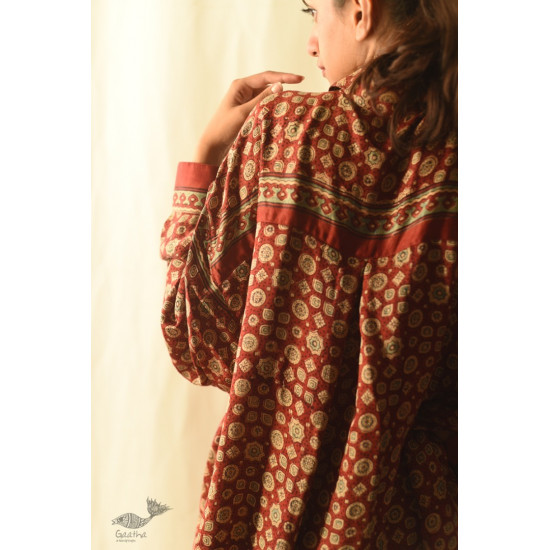 buy Ajrakh Modal Silk Red Shirt