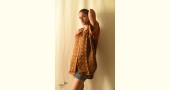 buy Ajrakh Modal Silk Half Sleeve Shirt ~ Mustard Yellow