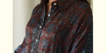 Itr . इत्र | Ajrakh Block Printed Modal Silk Unisex Shirt