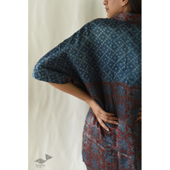 buy Ajrakh Block Printed Modal Silk Unisex Shirt