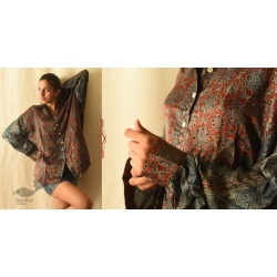 Itr . इत्र | Ajrakh Block Print ~ Modal Silk Unisex Shirt